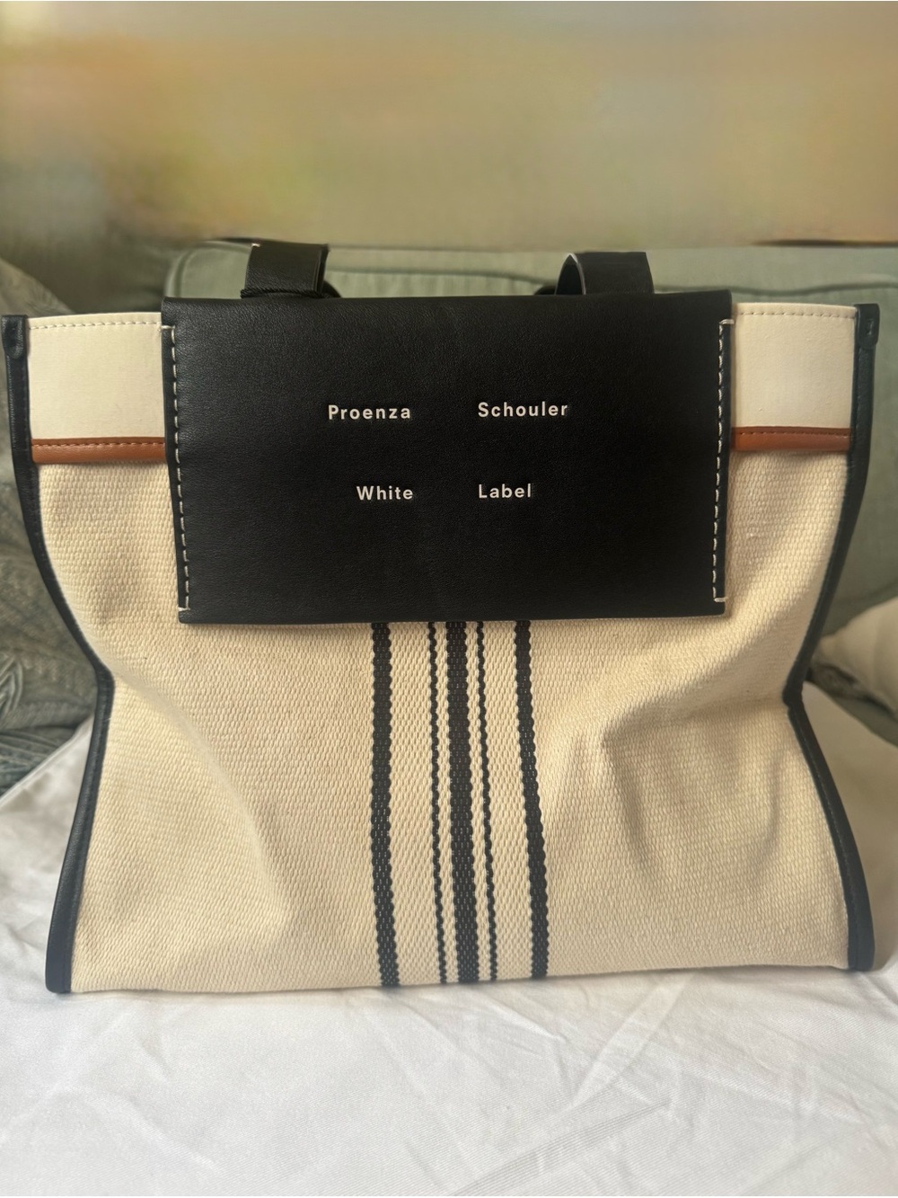 NWT - Proenza Schouler White Label - Large Morris Stripe Canvas Tote - Natural